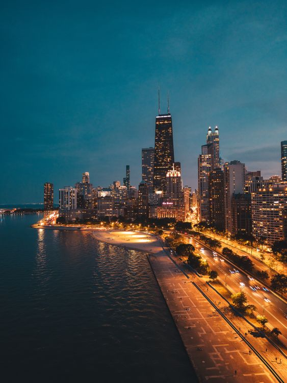 Chicago skyline at night