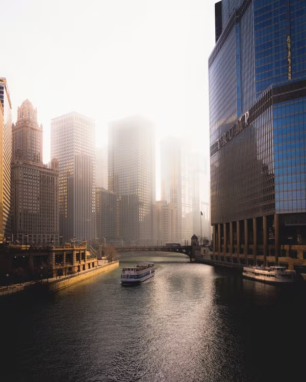 Chicago River running through downtown
